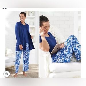 Muk Luks Cloud Knit 3-Piece Set Navy Marble Blur Large